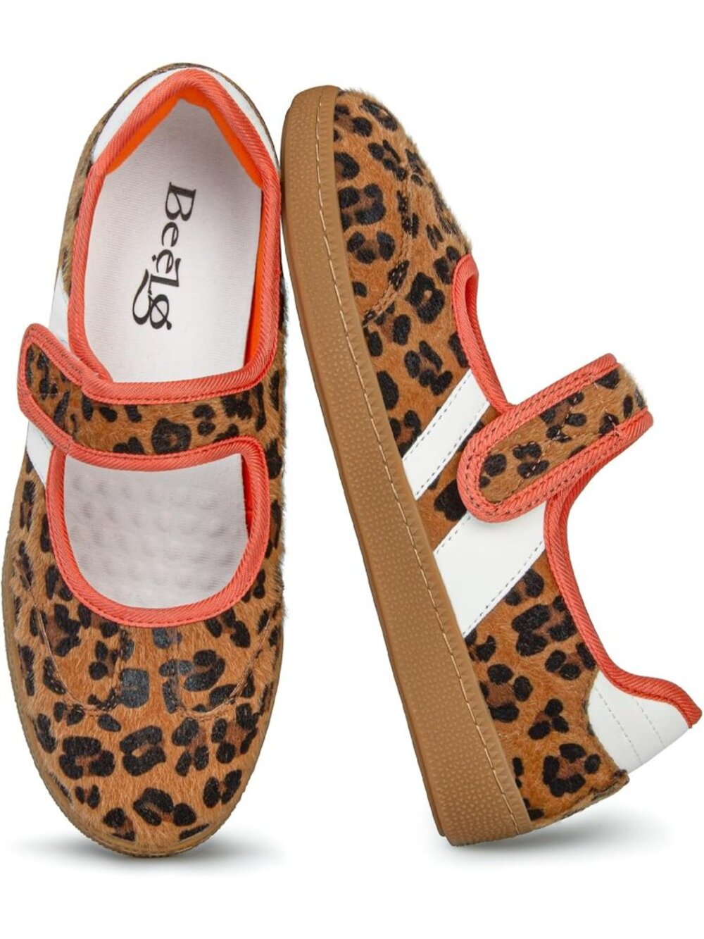 Women's Leopard Non Slip Walking Flats Shoes Comfortable Ballet Sneakers
